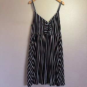 NWT torrid Black Midi Dress with White and Rust Stripes size 2 adjustable straps